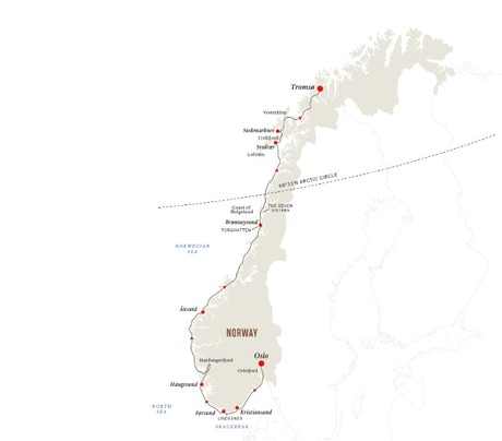 Map for Visit Tromsø and the Arctic Circle - Norway Expedition Cruise