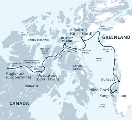 Map for Out of the Northwest Passage (West to East)