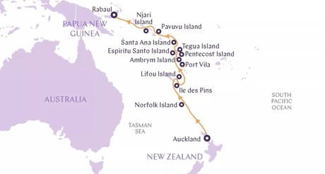 Map for Pacific Islands: New Caledonia, Vanuatu & Solomon Islands