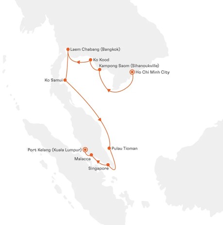 Map for Pagoda Splendour and Big City Lights - Southeast Asia Cruise