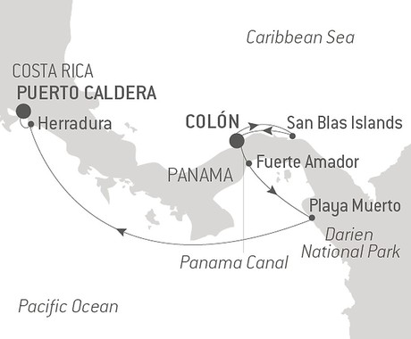 Map for Panama and Costa Rica by Sea: The Natural Wonders of Central America