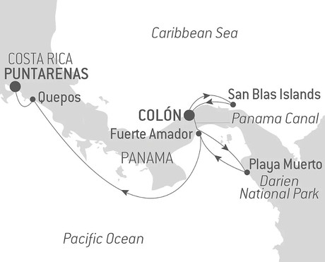 Map for Panama and Costa Rica by Sea: The Natural Wonders of Central America – with Smithsonian Journeys