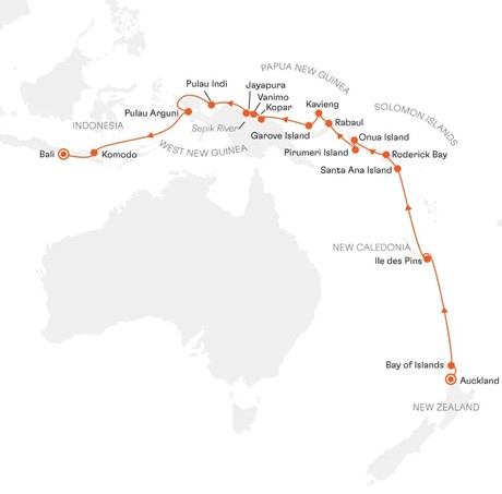 Map for Solomon Islands, Papua New Guinea and Indonesia: Island-Hopping to Hidden Pacific Gems