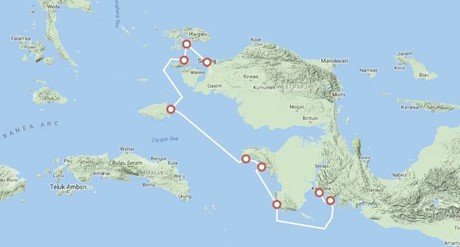 Map for Papua’s Whale Sharks And Birds Of Paradise