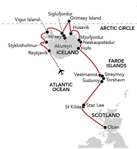 Map for Passage From Iceland to Scotland 