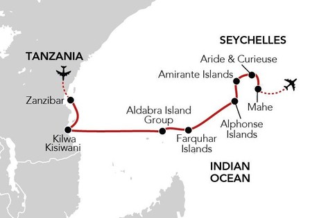 Map for Passage through the Seychelles - An Island Hopping Adventure from Zanzibar to Mahe