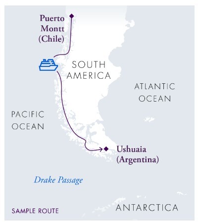 Map for Patagonia & Chilean Fjords - Southern Chile & the Patagonia Ice Field