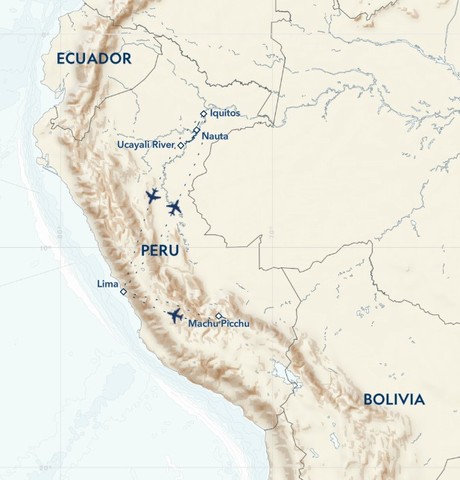 Map for Exploring Peru: Machu Picchu and the Amazon