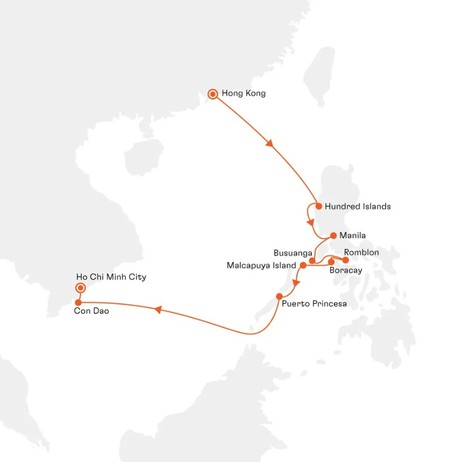 Map for Philippines – Island Magic Up Close Small Ship Cruise