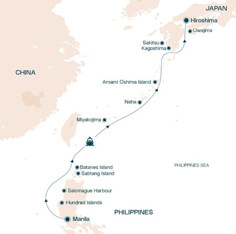 Map for Philippines to Japan Cultural Discovery Small Ship Cruise