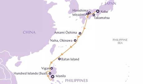 Map for Far East Asia Discovery: Philippines, Amami Islands & Japan