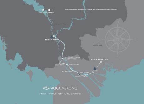 Map for Discovery Cruise - From Phnom Penh to Ho Chi Minh City