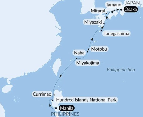 Map for Filipino Treasures and Japanese Serenity Luxury Small Ship Cruise
