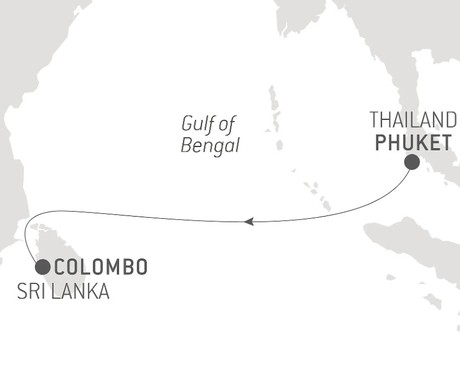 Map for Ocean Voyage: Phuket - Colombo in Luxury