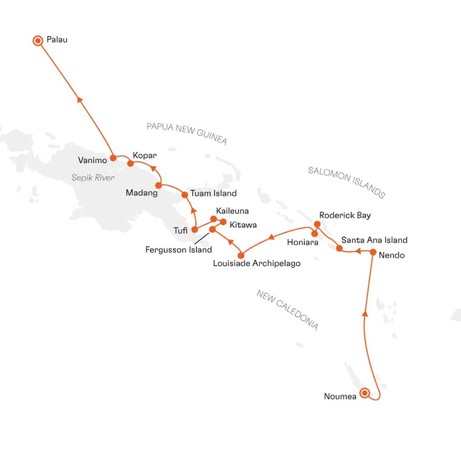 Map for Expedition Papua New Guinea, Solomon Islands and Palau