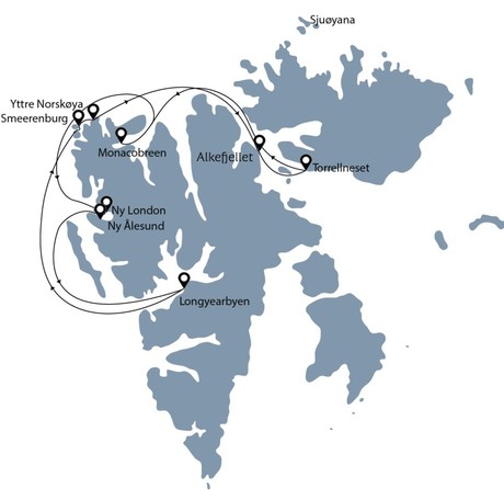 Map for Polar Bear Express Voyage - Southeast Svalbard