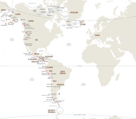 Map for Pole to Pole Adventure - Unique Expedition Cruise from the High Arctic to Antarctica