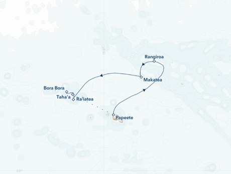 Map for Polynesian Discovery: Exploring Tahiti, Bora Bora, and the Tuamotus