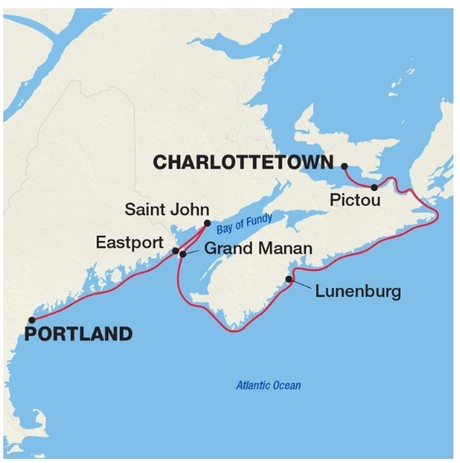 Map for Prince Edward Island & Maine Coast - USA Cruise