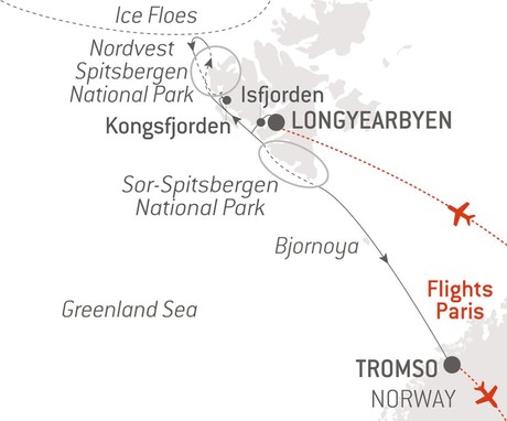 Map for Pristine Spitsbergen – with National Geographic & Ponant