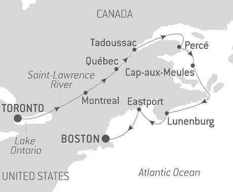 Map for Voyage Along the St. Lawrence: From Québec to the Canadian Maritimes – with Smithsonian Journeys