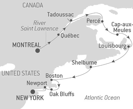 Map for From Québec to the Big Apple: Nature & Remarkable Cities