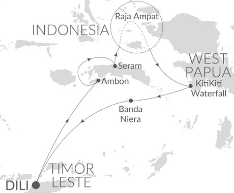 Map for Raja Ampat and The Spice Islands - East Indonesia Luxury Cruise
