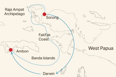 Map for Raja Ampat Explorer South Cruise