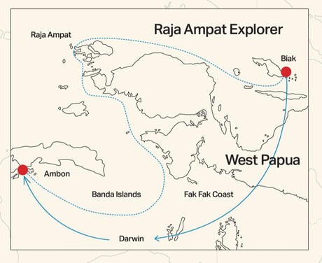 Map for Raja Ampat Explorer (South) Cruise 