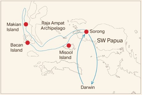 Map for Raja Ampat Uncharted Cruise