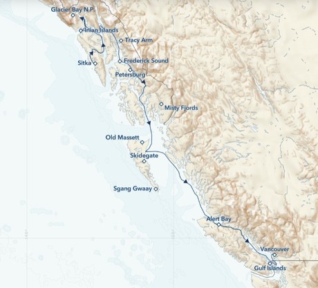 Map for A Remarkable Journey to Alaska, British Columbia & Haida Gwaii