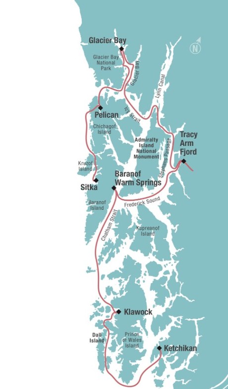 Map for Remote Alaska Adventure aboard Kruzof Explorer