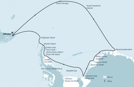 Map for Remote Weddell Sea Explorer incl. South Georgia