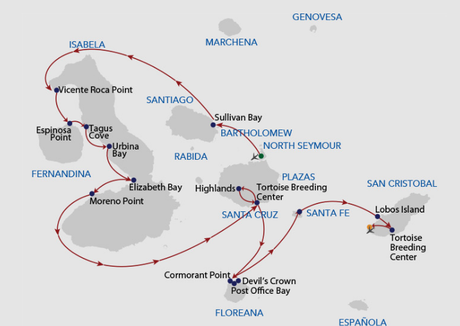 Map for Galapagos Horizon 8 Day Cruise B
