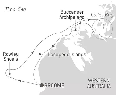 Map for Rowley Shoals Sailing Expedition