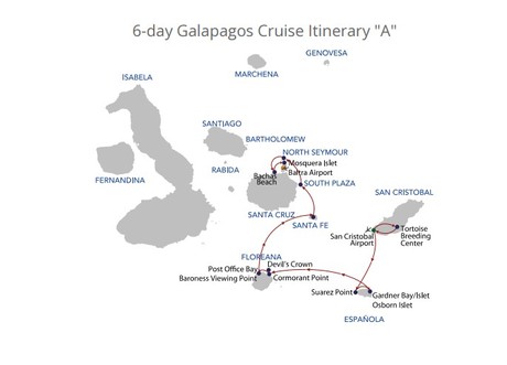 Map for Galapagos 6 Day Sea Star Cruise A