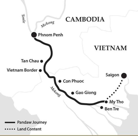 Map for Saigon to Phnom Penh Short Cruise