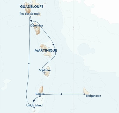 Map for Sailing the Caribbean Aboard Sea Cloud II