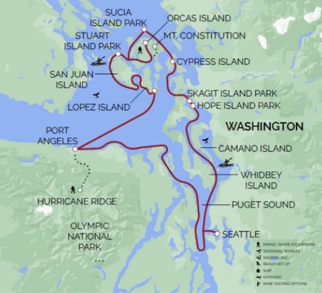 Map for San Juan Islands and Olympic National Park