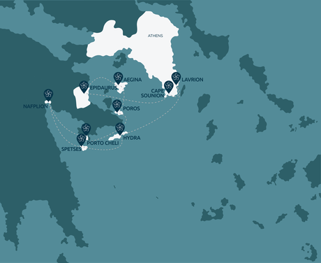 Map for Saronic Gems - Greek Islands Cruise