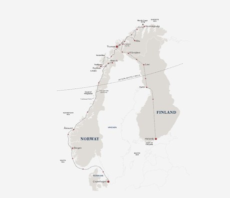 Map for Savour the Northern Lights on The Arctic Line - North