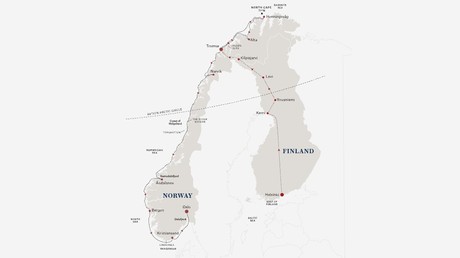 Map for Savour the Northern Lights on The North Cape Line - South (Autumn 2027)