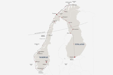 Map for Savour the Northern Lights - South (Spring 2027)