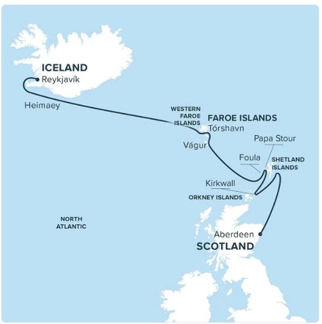 Map for Scotland, The Faroe Islands, & Iceland: North Atlantic Saga