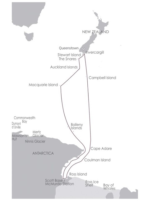 Map for In the Wake of Scott Shackleton aboard Heritage Adventurer 