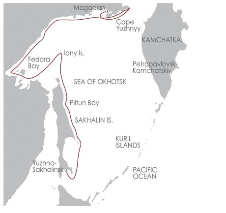 Map for Sea of Okhotsk aboard Spirit of Enderby