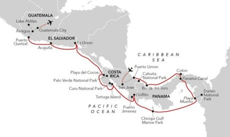 Map for Secret World of Two Oceans - A Voyage between Costa Rica & Guatemala