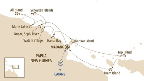 Map for Sepik Traditions and Island Mysteries 11 Nights: Cairns to Cairns