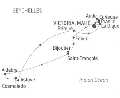 Map for The Seychelles and Aldabra Atoll