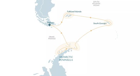 Map for In Shackleton's Footsteps - Antarctica & South Georgia Adventure
